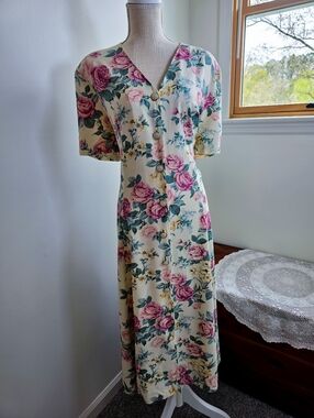 Vintage Diana Marco Floral Maxi Dress Cottagecore